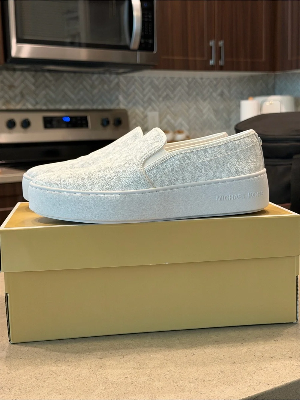 Michael Kors White Slip-On Platform Loafers for Men